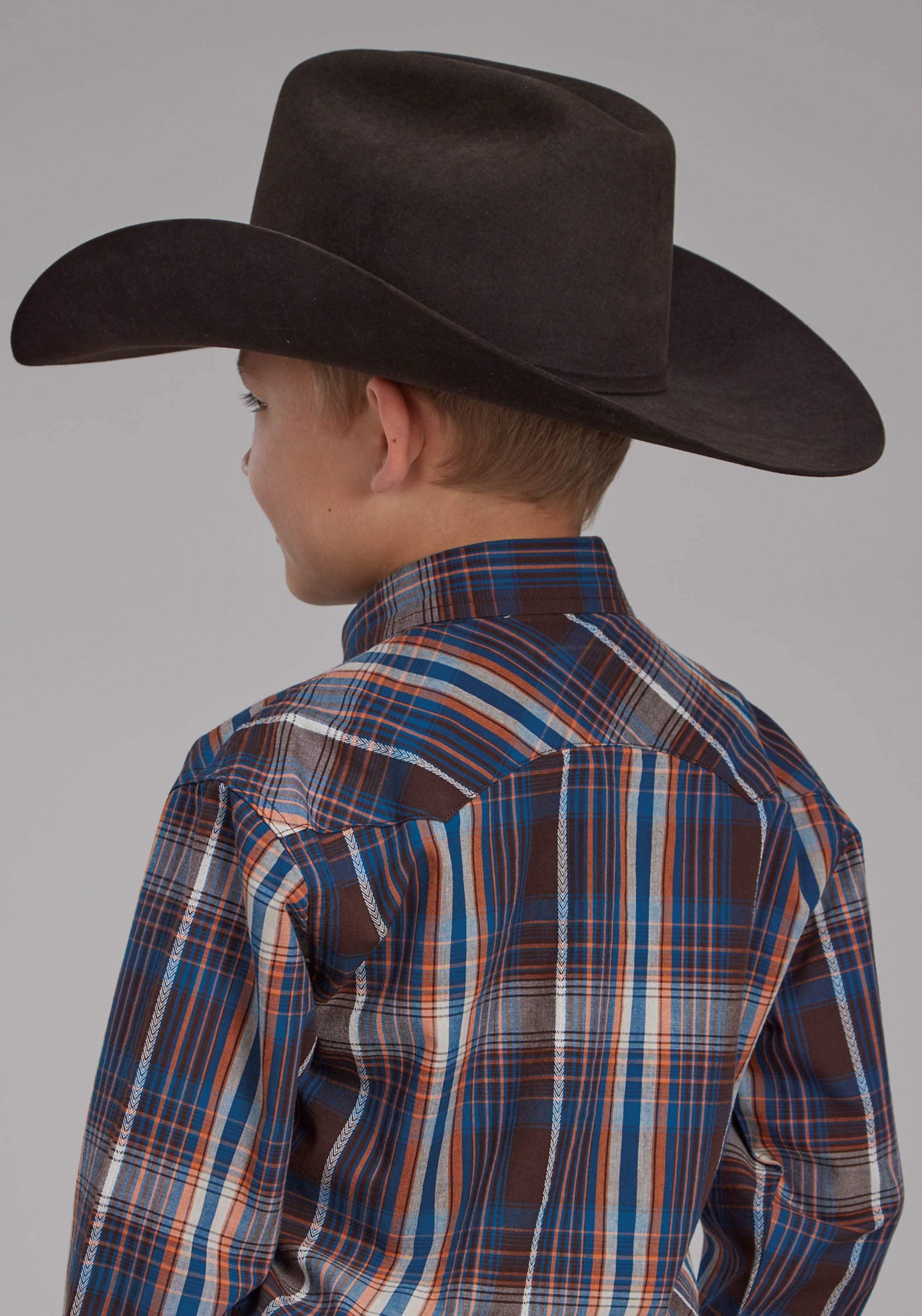 Roper Boys Arrow Dobby Long Sleeve Snap Western Shirt - Roper - Flyclothing LLC