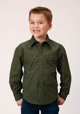 Roper Boys Long Sleeve Snap Drybrush Diamonds Western Shirt - Roper - Flyclothing LLC