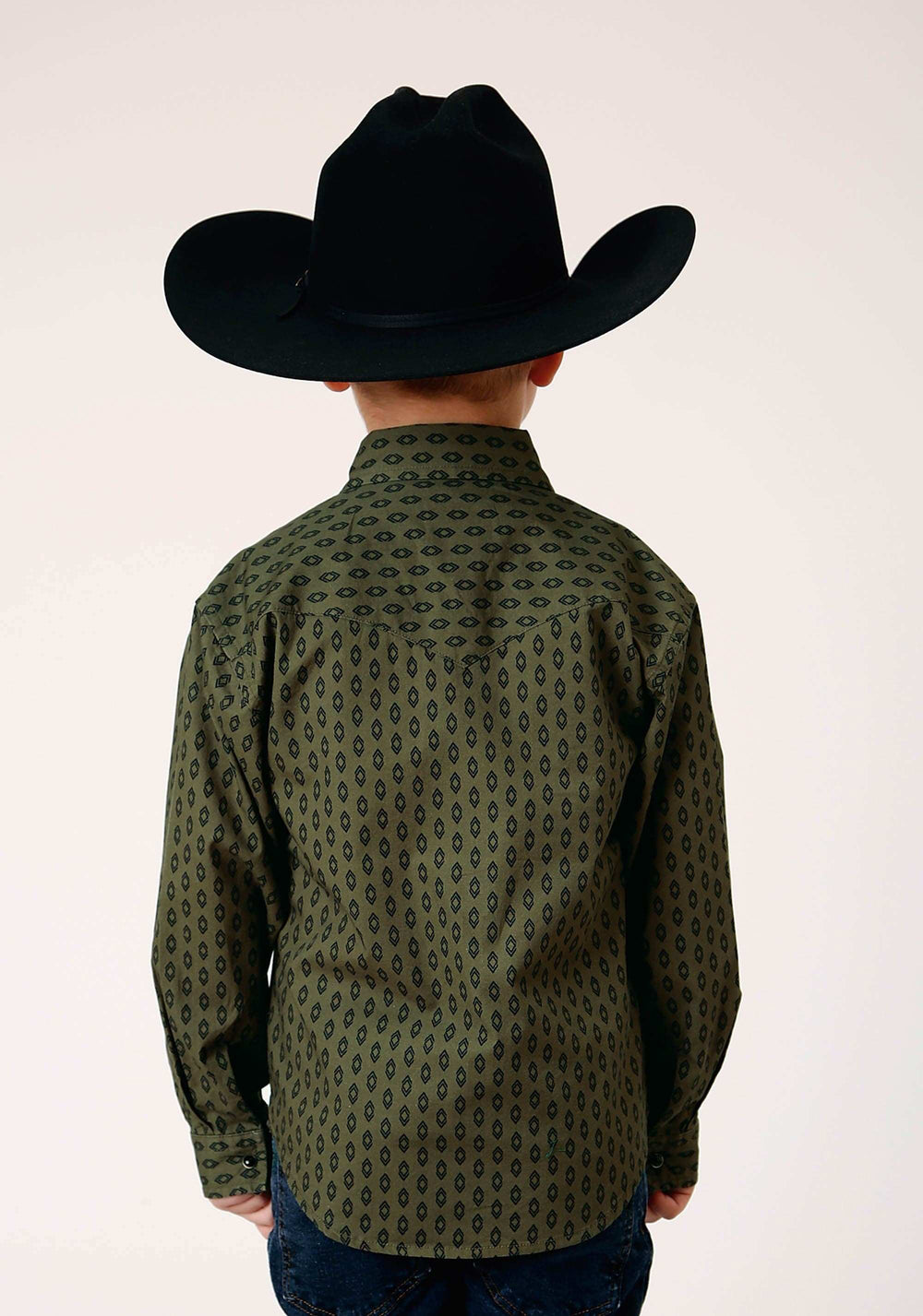Roper Boys Long Sleeve Snap Drybrush Diamonds Western Shirt - Roper - Flyclothing LLC