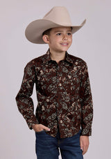 Roper Boys Long Sleeve Snap Brilliant Paisley Print Western Shirt - Roper - Flyclothing LLC