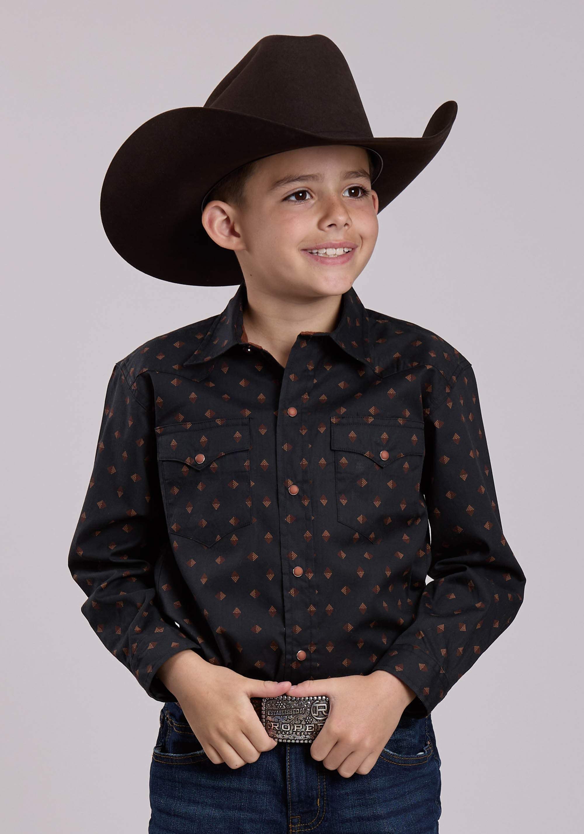 Roper Boys Long Sleeve Snap Aztec Foulard Print Western Shirt - Roper - Flyclothing LLC