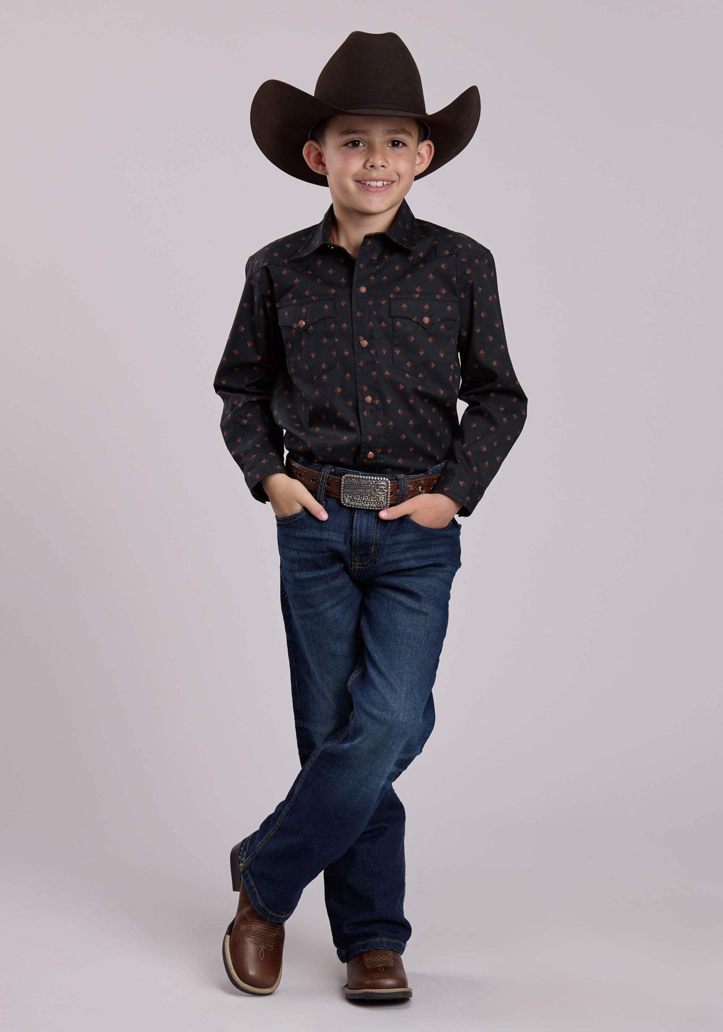 Roper Boys Long Sleeve Snap Aztec Foulard Print Western Shirt - Roper - Flyclothing LLC