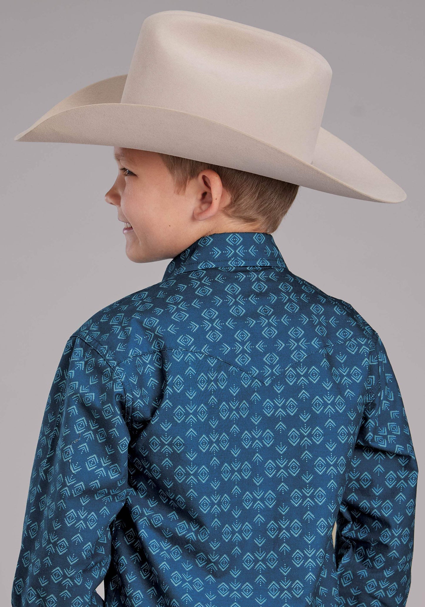 Roper Boys Diamond Print Long Sleeve Snap Western Shirt - Roper - Flyclothing LLC