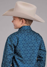 Roper Boys Diamond Print Long Sleeve Snap Western Shirt - Roper - Flyclothing LLC