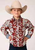 Roper Boys Long Sleeve Snap Hawaiian Horseshoes Print Western Shirt - Roper