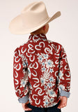 Roper Boys Long Sleeve Snap Hawaiian Horseshoes Print Western Shirt - Roper