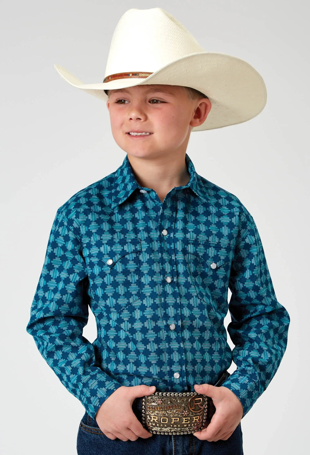Roper Boys Long Sleeve Snap Scribble Print Western Shirt - Roper
