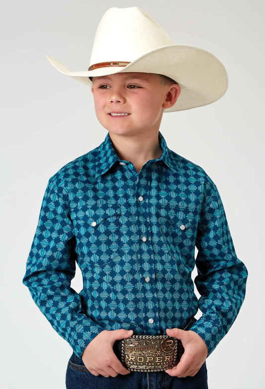 Roper Boys Long Sleeve Snap Scribble Print Western Shirt - Roper - Flyclothing LLC