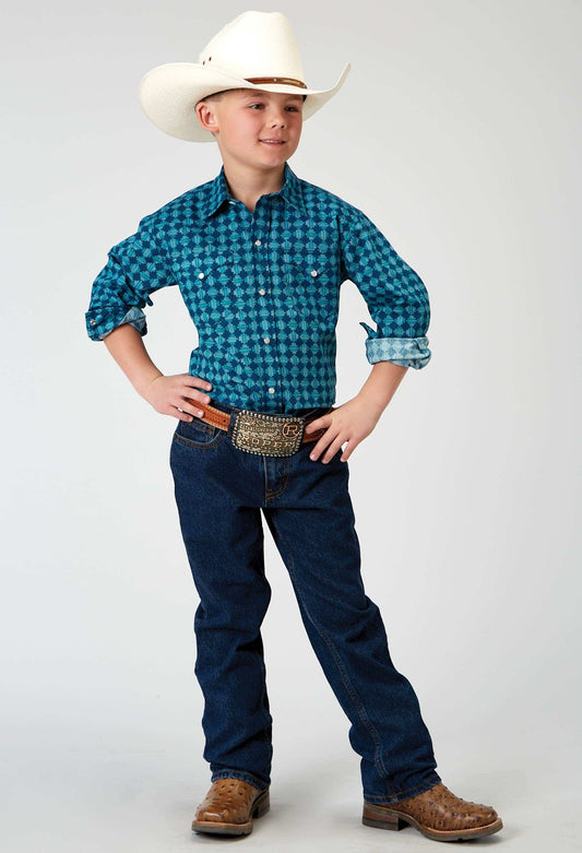 Roper Boys Long Sleeve Snap Scribble Print Western Shirt - Roper - Flyclothing LLC