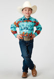 Roper Boys Long Sleeve Snap Hawaiian Print Western Shirt - Roper