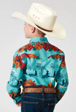 Roper Boys Long Sleeve Snap Hawaiian Print Western Shirt - Roper