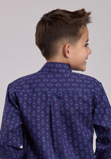 Boys Roper Aztecs Print Long Sleeve Snap Shirt