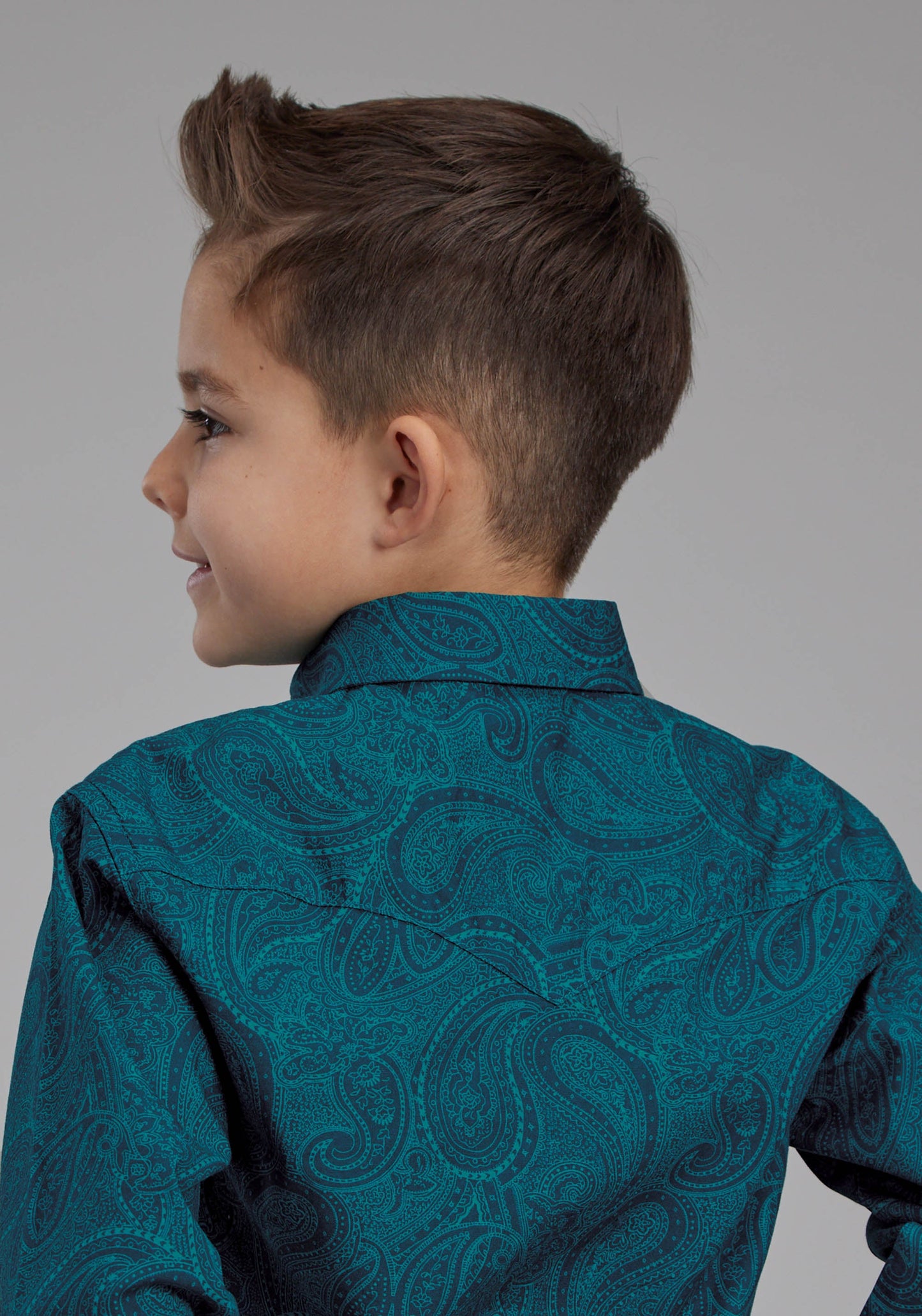 Roper Boys Tonal Paisley Long Sleeve Snap Western Shirt