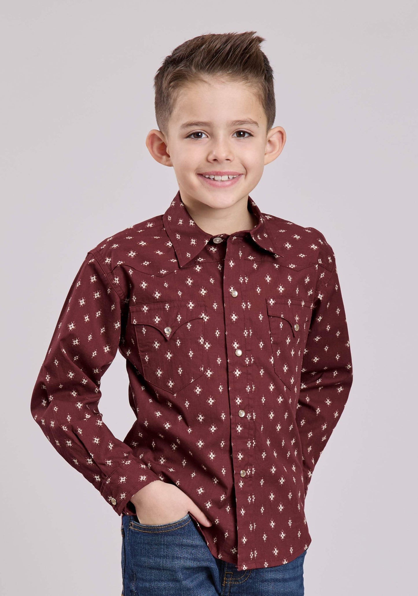 Roper Boys Long Sleeve Snap Mini Aztec Western Shirt - Roper - Flyclothing LLC