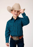 Roper Boys Long Sleeve Snap Tiles Print Western Shirt - Roper