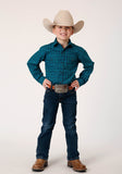Roper Boys Long Sleeve Snap Tiles Print Western Shirt - Roper
