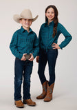 Roper Boys Long Sleeve Snap Tiles Print Western Shirt - Roper