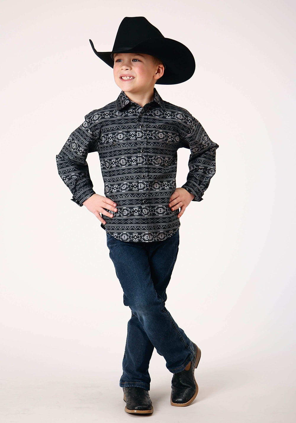 Roper Boys Long Sleeve Snap Aztec Stripe Western Shirt - Roper - Flyclothing LLC
