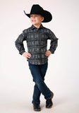 Roper Boys Long Sleeve Snap Aztec Stripe Western Shirt - Roper