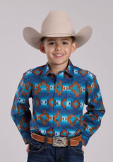 Boys Roper Serape Aztecs Stripe Long Sleeve Snap Shirt