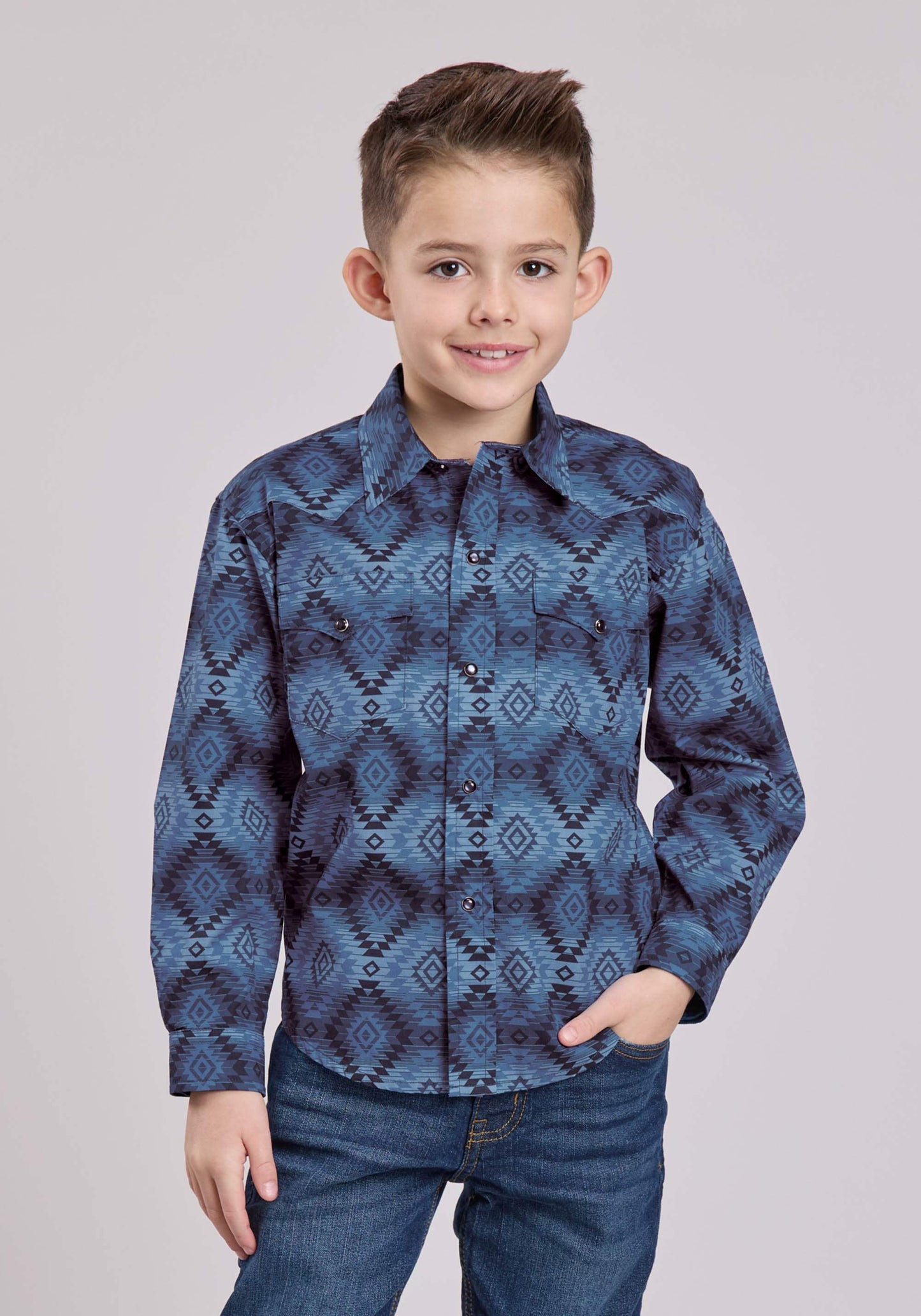 Roper Boys Long Sleeve Snap Aztec Serape Print Western Shirt - Roper - Flyclothing LLC