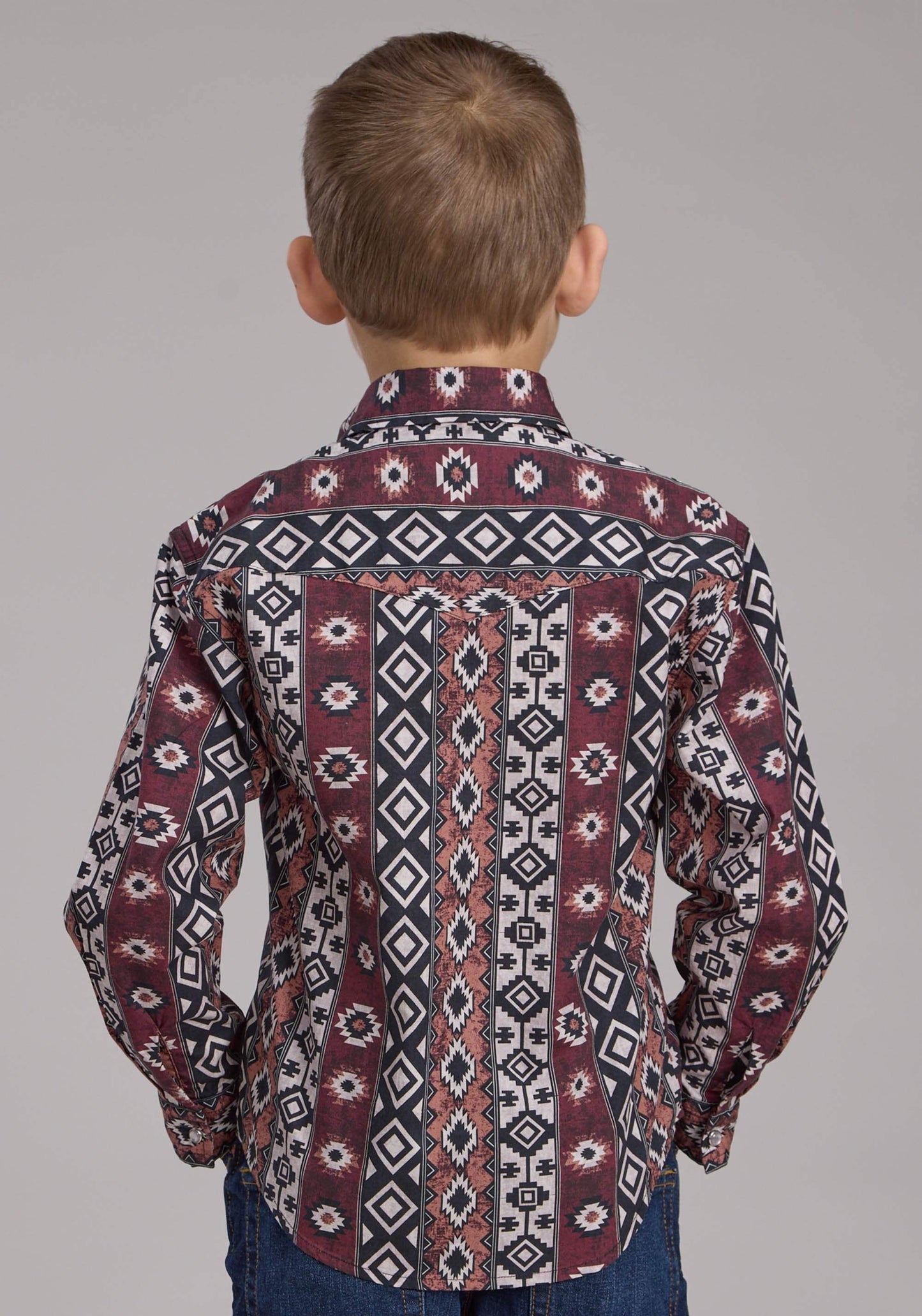 Roper Boys Winter Aztec Print Long Sleeve Snap Western Shirt - Roper - Flyclothing LLC