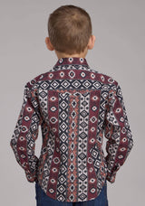 Roper Boys Winter Aztec Print Long Sleeve Snap Western Shirt - Roper - Flyclothing LLC