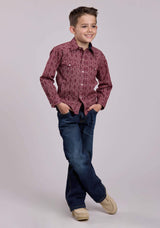 Roper Boys Long Sleeve Snap Linear Aztec Print Western Shirt - Roper - Flyclothing LLC