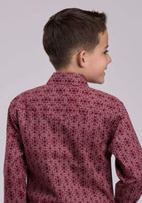 Roper Boys Long Sleeve Snap Linear Aztec Print Western Shirt - Roper - Flyclothing LLC