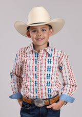 Boys Roper Vertical Aztec Long Sleeve Snap Shirt
