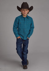 Roper Boys Micro Aztec Print Long Sleeve Snap Western Shirt - Roper - Flyclothing LLC