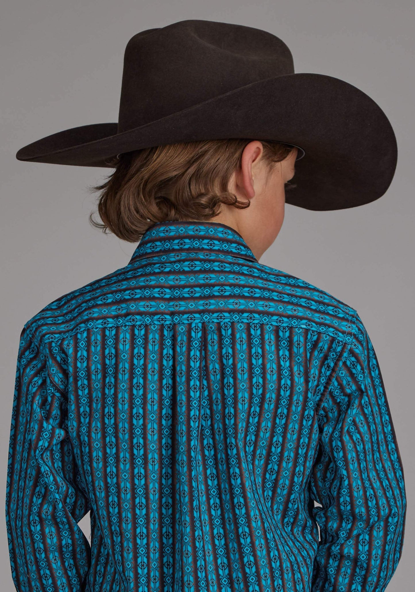 Roper Boys Micro Aztec Print Long Sleeve Snap Western Shirt - Roper - Flyclothing LLC