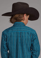 Roper Boys Micro Aztec Print Long Sleeve Snap Western Shirt - Roper - Flyclothing LLC
