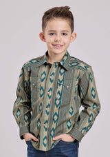 Boys Roper Navajo Stripes Print Long Sleeve Snap Shirt - Roper - Flyclothing LLC