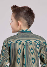 Boys Roper Navajo Stripes Print Long Sleeve Snap Shirt - Roper - Flyclothing LLC