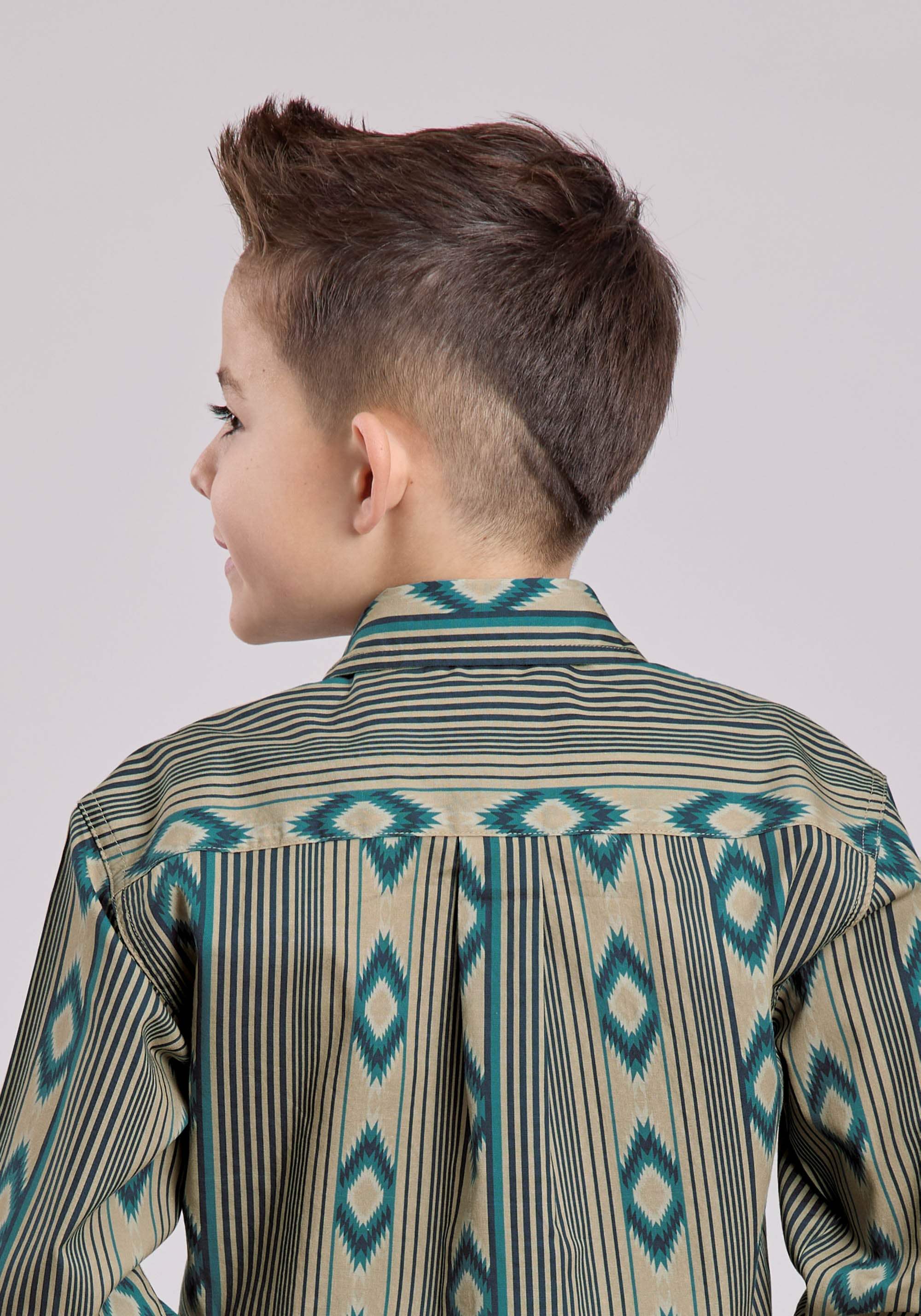Boys Roper Navajo Stripes Print Long Sleeve Snap Shirt - Roper - Flyclothing LLC