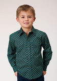 Roper Boys Long Sleeve Snap Croshort Sleeve Walk Foulard Western Shirt - Roper