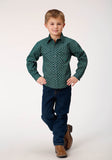 Roper Boys Long Sleeve Snap Croshort Sleeve Walk Foulard Western Shirt - Roper