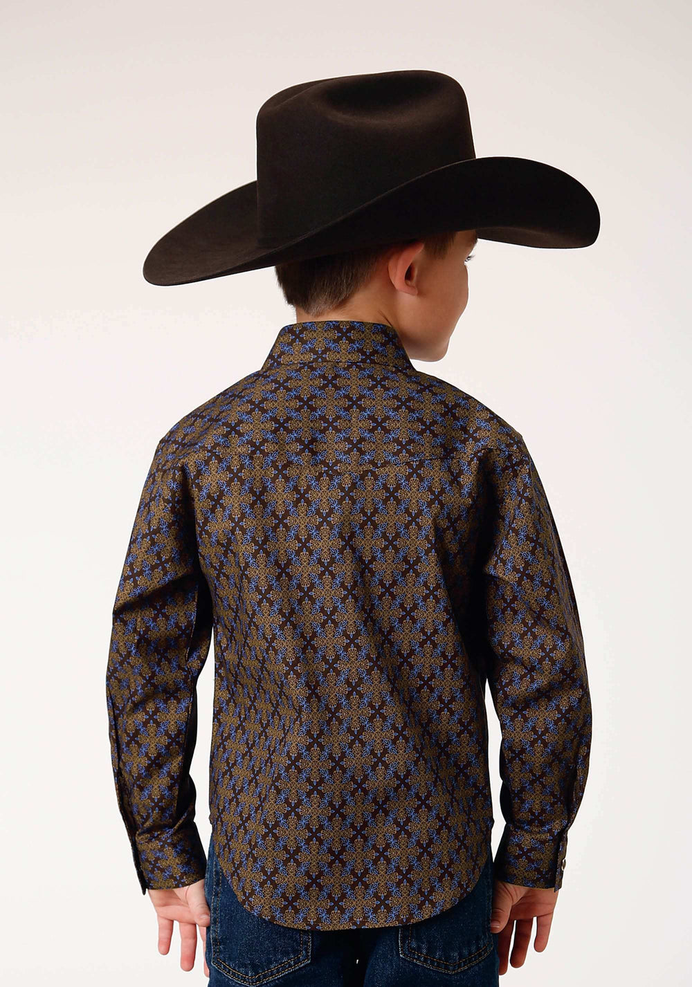 Roper Boys Long Sleeve Snap Diamond Medallion Western Shirt - Roper - Flyclothing LLC