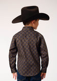 Roper Boys Long Sleeve Snap Diamond Medallion Western Shirt - Roper