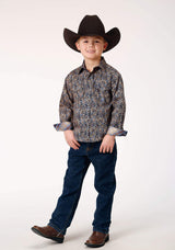 Roper Boys Long Sleeve Snap Vintage Paisley Western Shirt - Roper - Flyclothing LLC