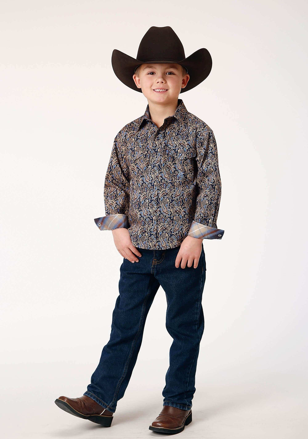 Roper Boys Long Sleeve Snap Vintage Paisley Western Shirt - Roper - Flyclothing LLC