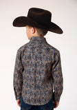 Roper Boys Long Sleeve Snap Vintage Paisley Western Shirt - Roper