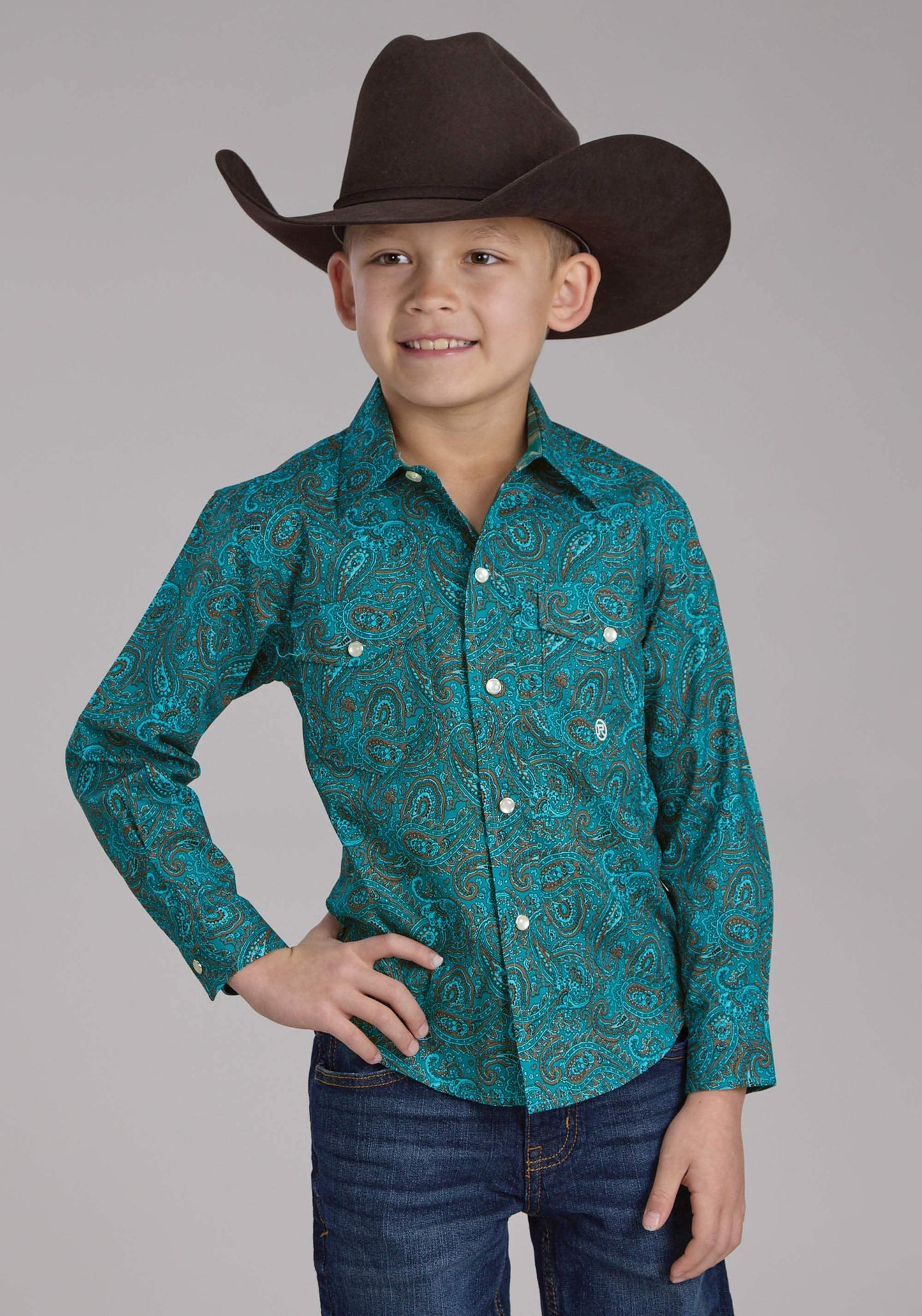 Roper Boys Mallard Paisley Long Sleeve Snap Western Shirt - Roper - Flyclothing LLC