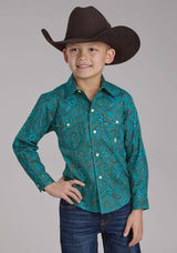 Roper Boys Mallard Paisley Long Sleeve Snap Western Shirt - Roper - Flyclothing LLC