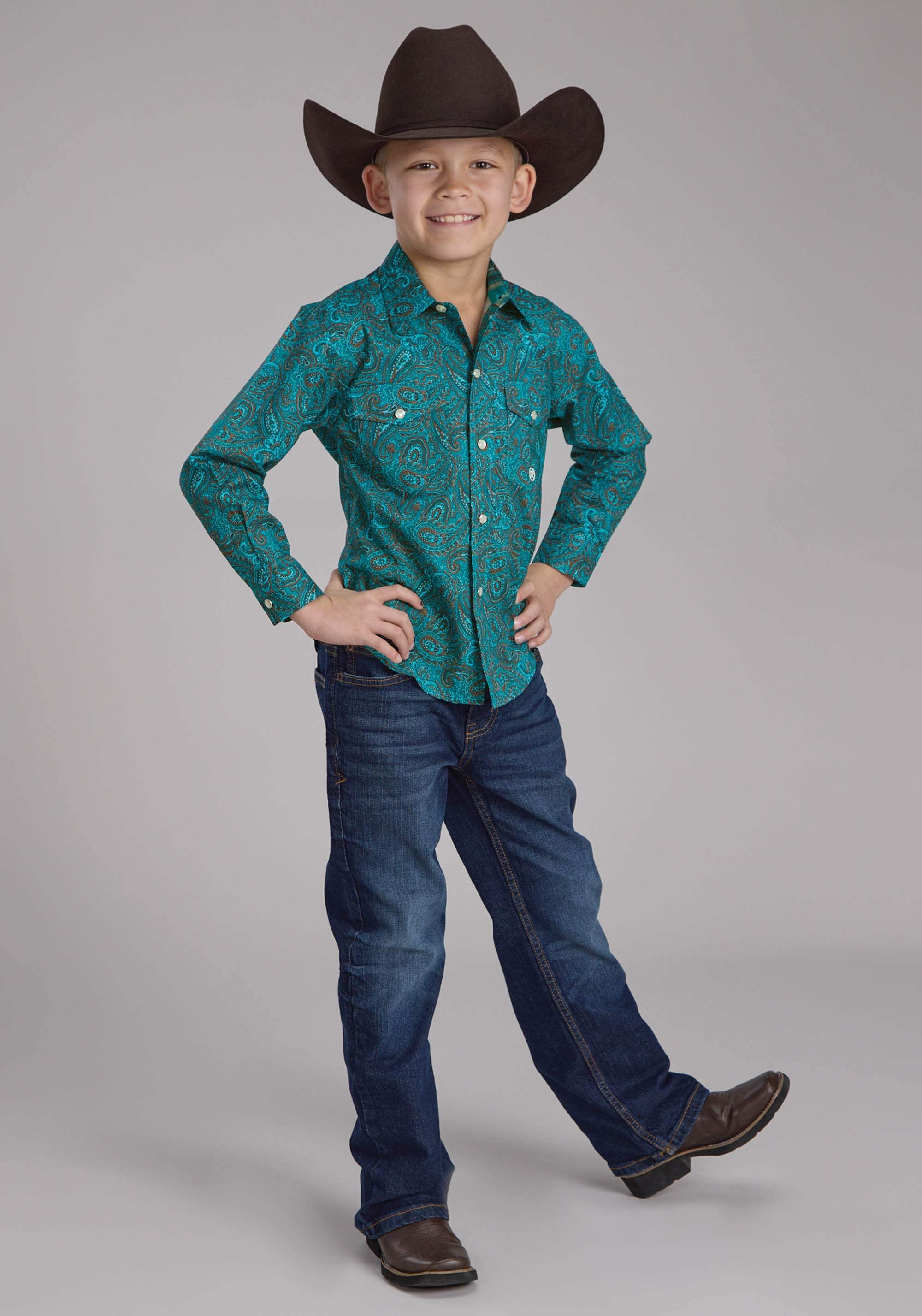 Roper Boys Mallard Paisley Long Sleeve Snap Western Shirt - Roper - Flyclothing LLC