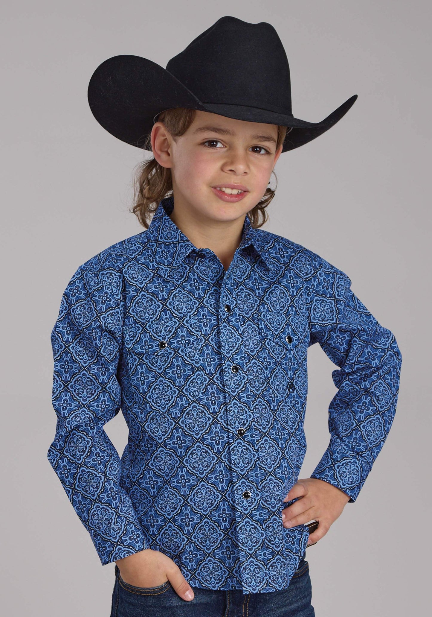 Roper Boys Saphire Ornamental Long Sleeve Snap Western Shirt - Roper - Flyclothing LLC