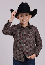 Roper Boys Long Sleeve Snap Red Star Geo Western Shirt - Roper - Flyclothing LLC