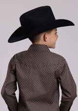 Roper Boys Long Sleeve Snap Red Star Geo Western Shirt - Roper - Flyclothing LLC