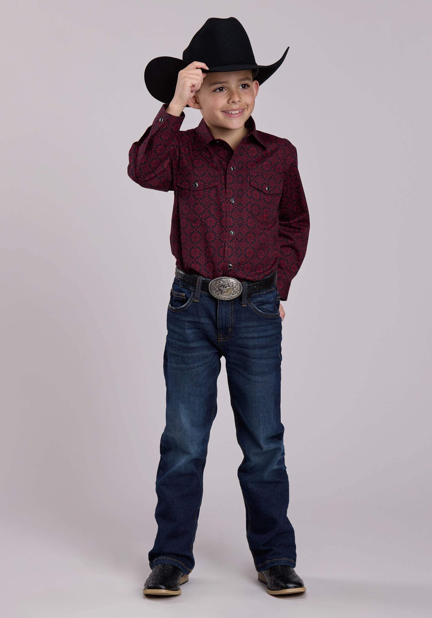 Roper Boys Long Sleeve Snap Garnet Medallion Western Shirt - Roper - Flyclothing LLC